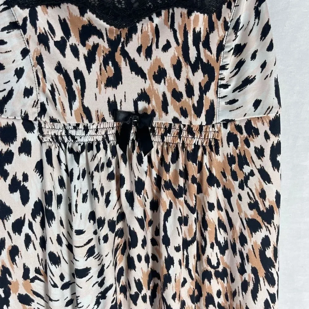 Betsey Johnson Intimates Leopard Print Square Neck Chemise Sz‎ S